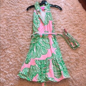 EUC Lilly Pulitzer Trisha halter dress in Who let the fronds out